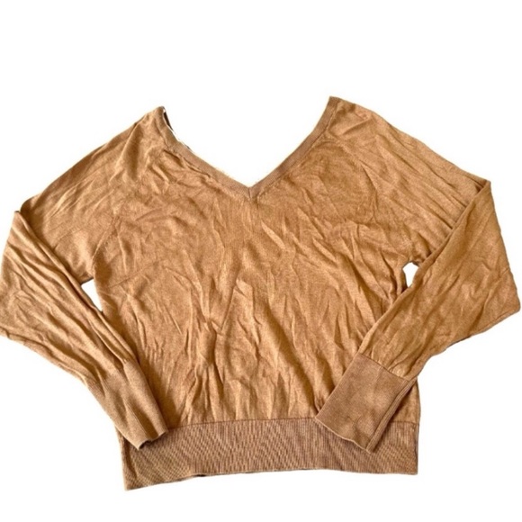 Zara V-neck Semi Crop Camel Knit Light Sweater 160 - Picture 2 of 5